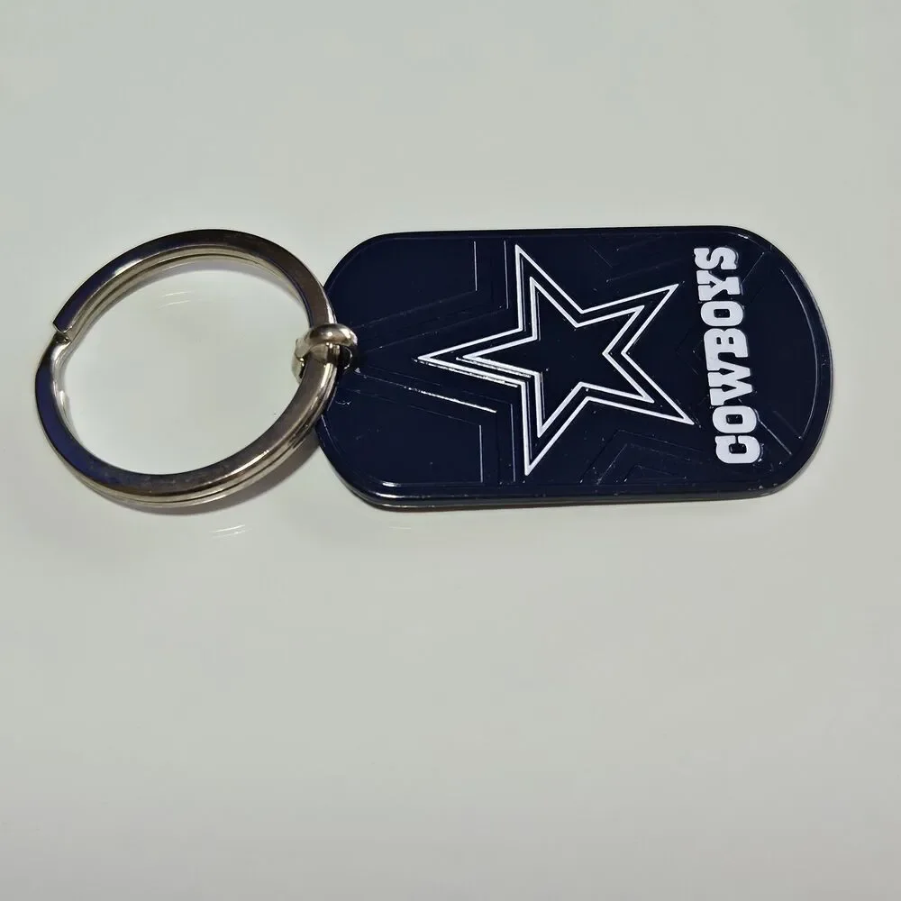 Dallas Cowboys NFL Football Keychain Backpack Pull Navy Blue Silver Tone